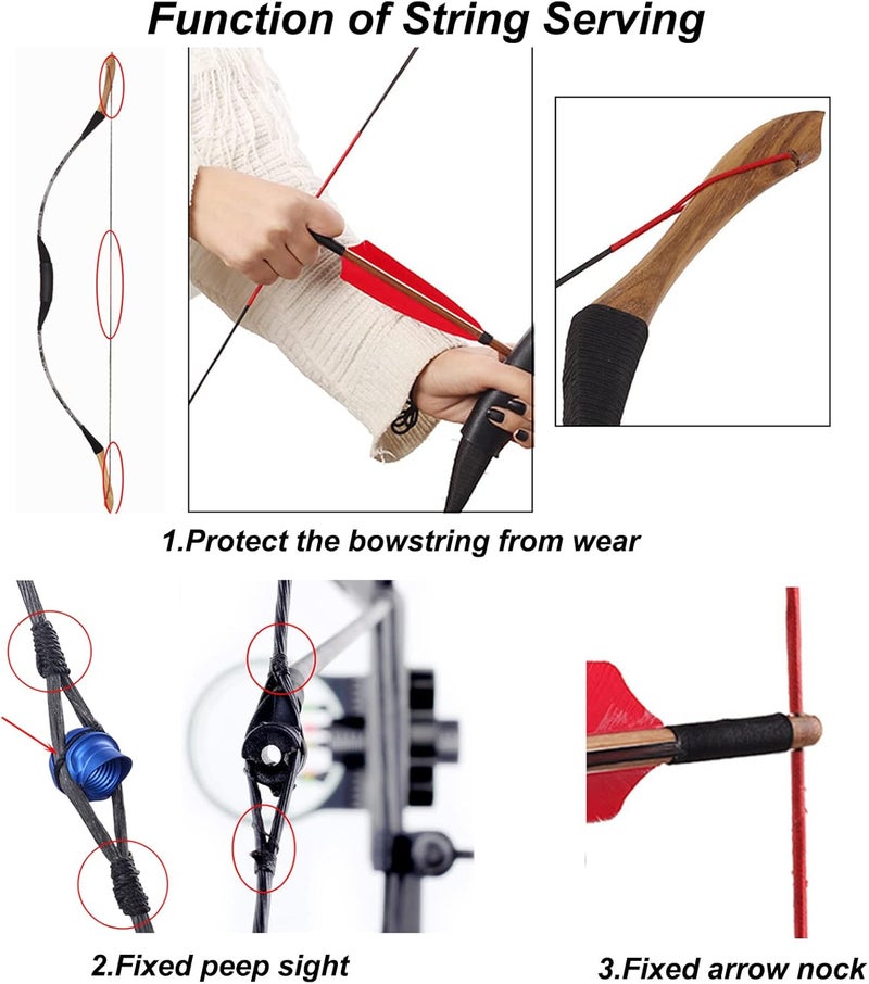 SOPOGER Archery Bow String Serving Thread 131 yard/120 m Durable Nylon Bowstring Serving Thread for Compound Recurve Bow Tying Peep Sight Nock Point - Image 3
